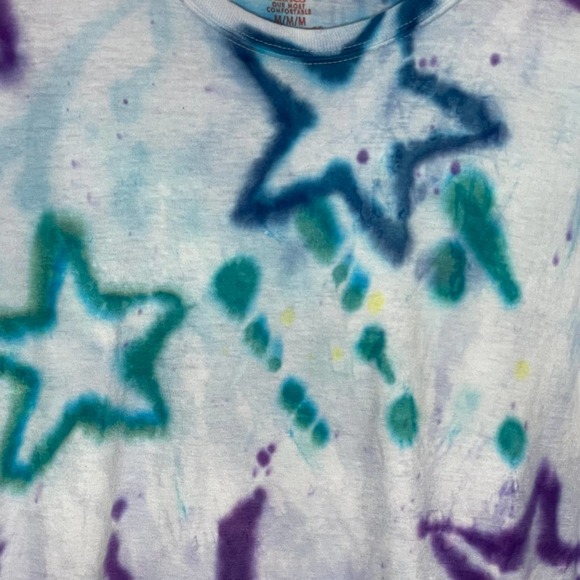 Hanes Custom Tie Dye Star Design Tee MED - Picture 3 of 5